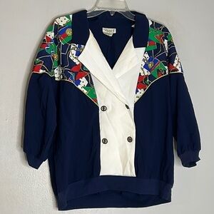 Vintage Remo v neck nautical windbreaker jacket women’s plus 18 pullover